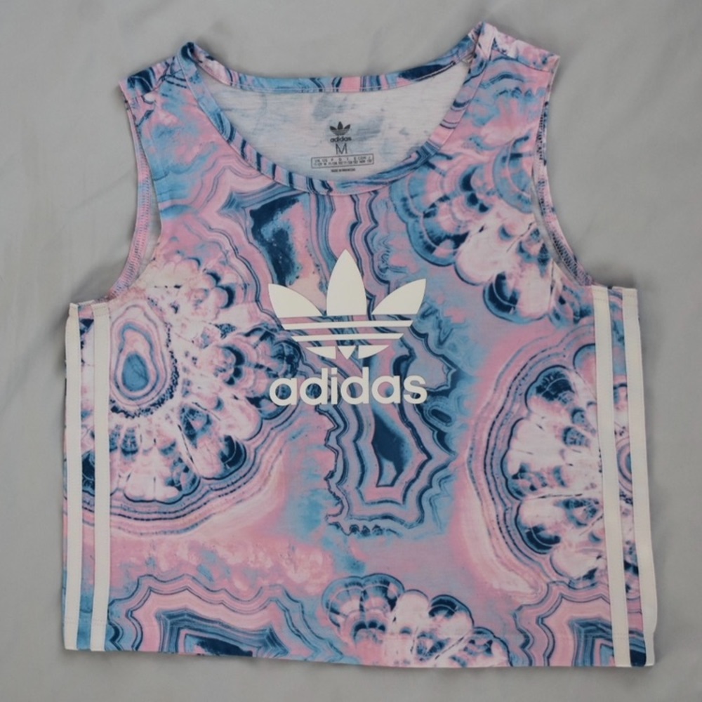 Adidas Youth Medium 10/12 Crop Top Tank Pink & Blue